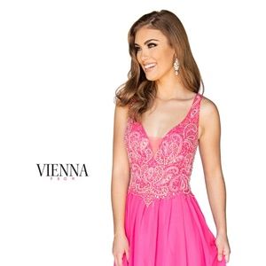 Authentic NEW Vienna 8301 Fuschia Prom Gown
